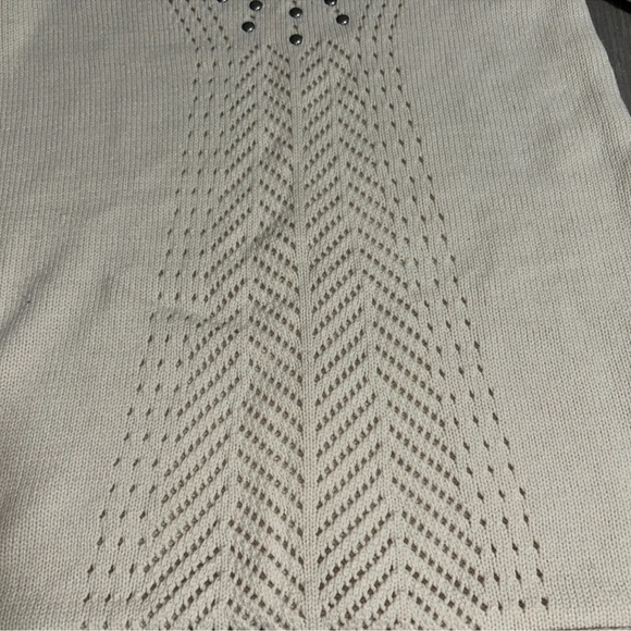 Calvin Klein CK Jeans Knit Embellished Sweater 3/4 Sleeve Ivory Size Medium NWT - Picture 5 of 8